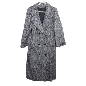 Vintage British Lion Wool Blend Tweed Neon Thread Trench Coat Womens Size L